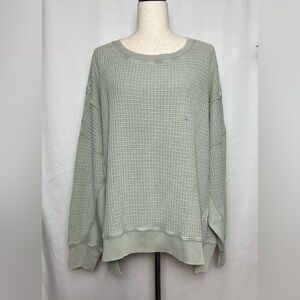 American Eagle Women’s Oversized Big Hug Waffle Crew Neck Sweatshirt Size S